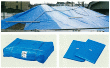 ブルーシート(#1000,#2000,#3000、原反ロール、3.6m×5.4m(2間×3間)、5.4m×7.2m(3間×4間)、10m×10m）